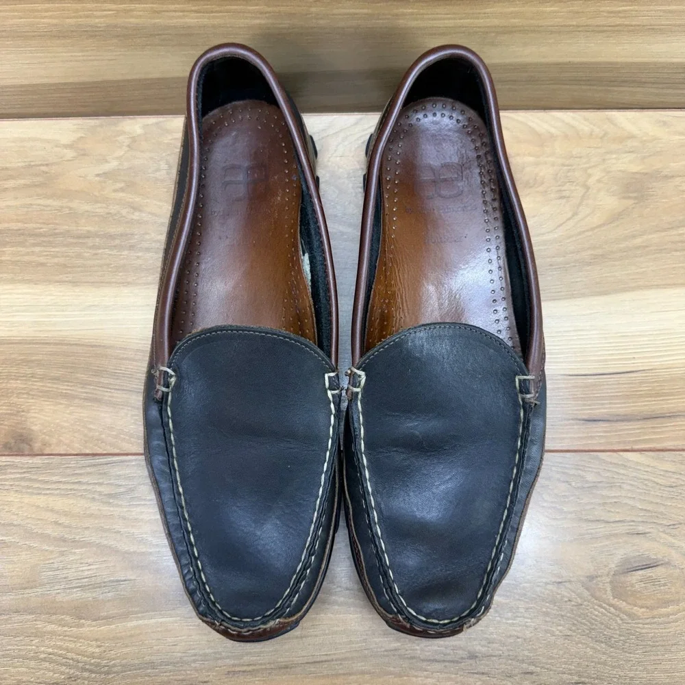 Allen Edmonds Boulder Loafers Mens 9 D Black Brown Leather Moc Toe Casual